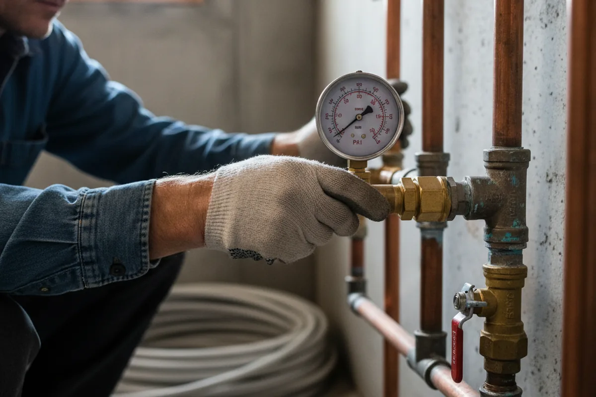 Pressure testing a repaired line during Water Line Repair in Neptune